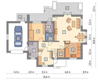 RZUT PARTERU POW. 81,1 m²