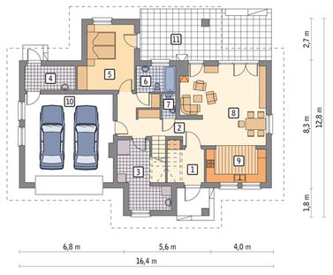 RZUT PARTERU POW. 83,6 m²