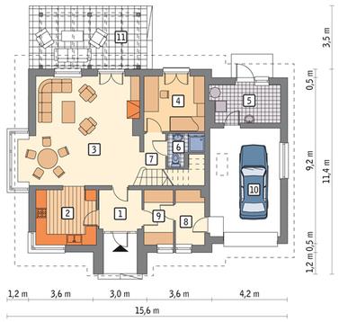 RZUT PARTERU POW. 77,7 m²